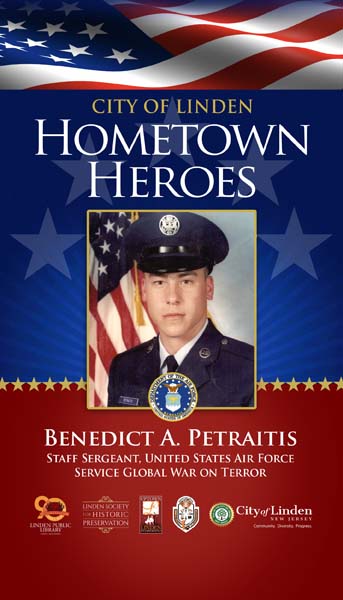 Hometown Heroes banner honoring Staff Sgt. Benedict A. Petraitis, U.S. Air Force.